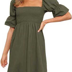 Angashion Women Square Neck Dress